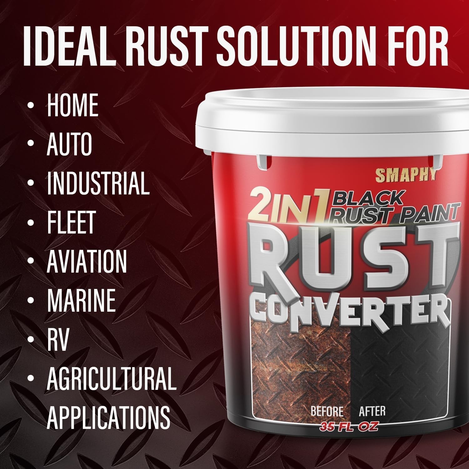 2 in 1 Rust Converter & Metal Primer, 35 oz Black Rust Reformer Paint for Met…