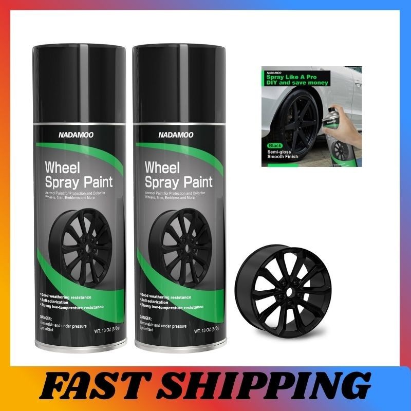 Aluminum Wheel Spray Paint Semi Gloss Black 13oz 2 Pack Rim Paint For Recolor &