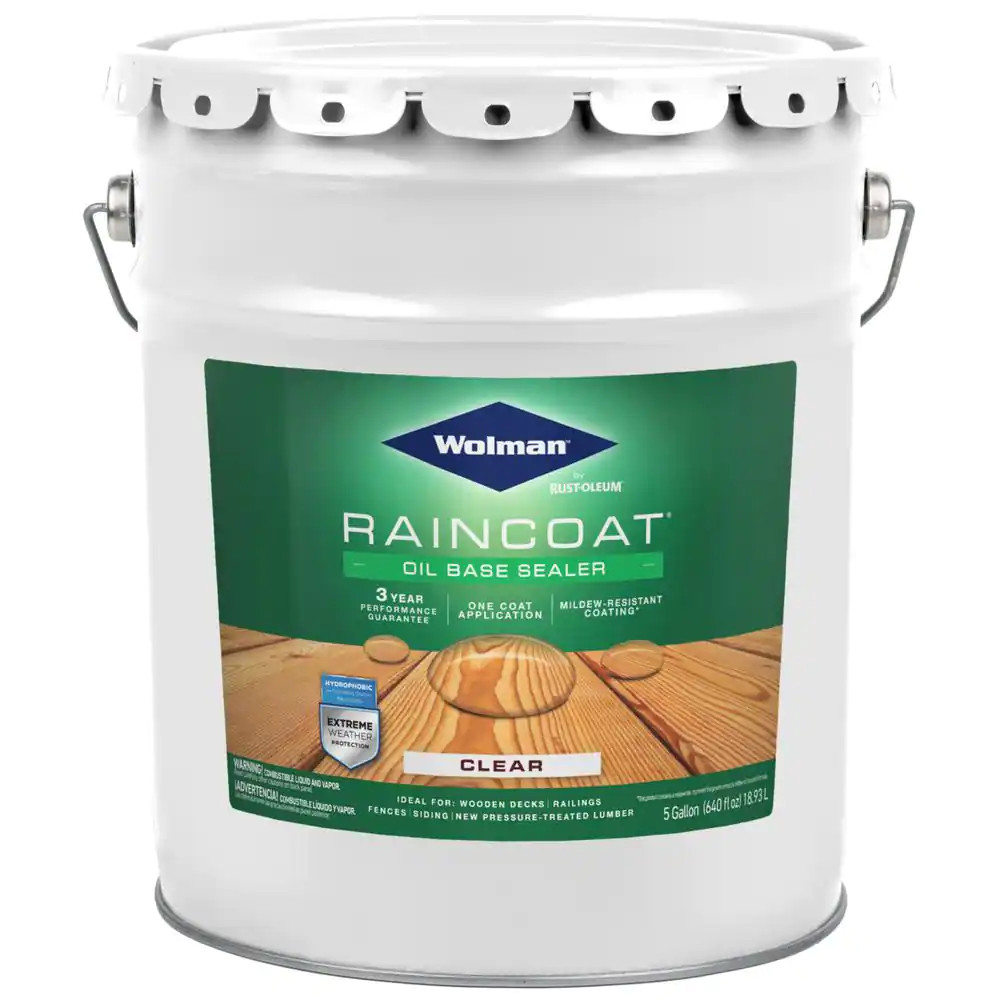 5 Gal. Raincoat Clear Oil-Based Water Repellent Sealer Outdoor Wood Final Finish