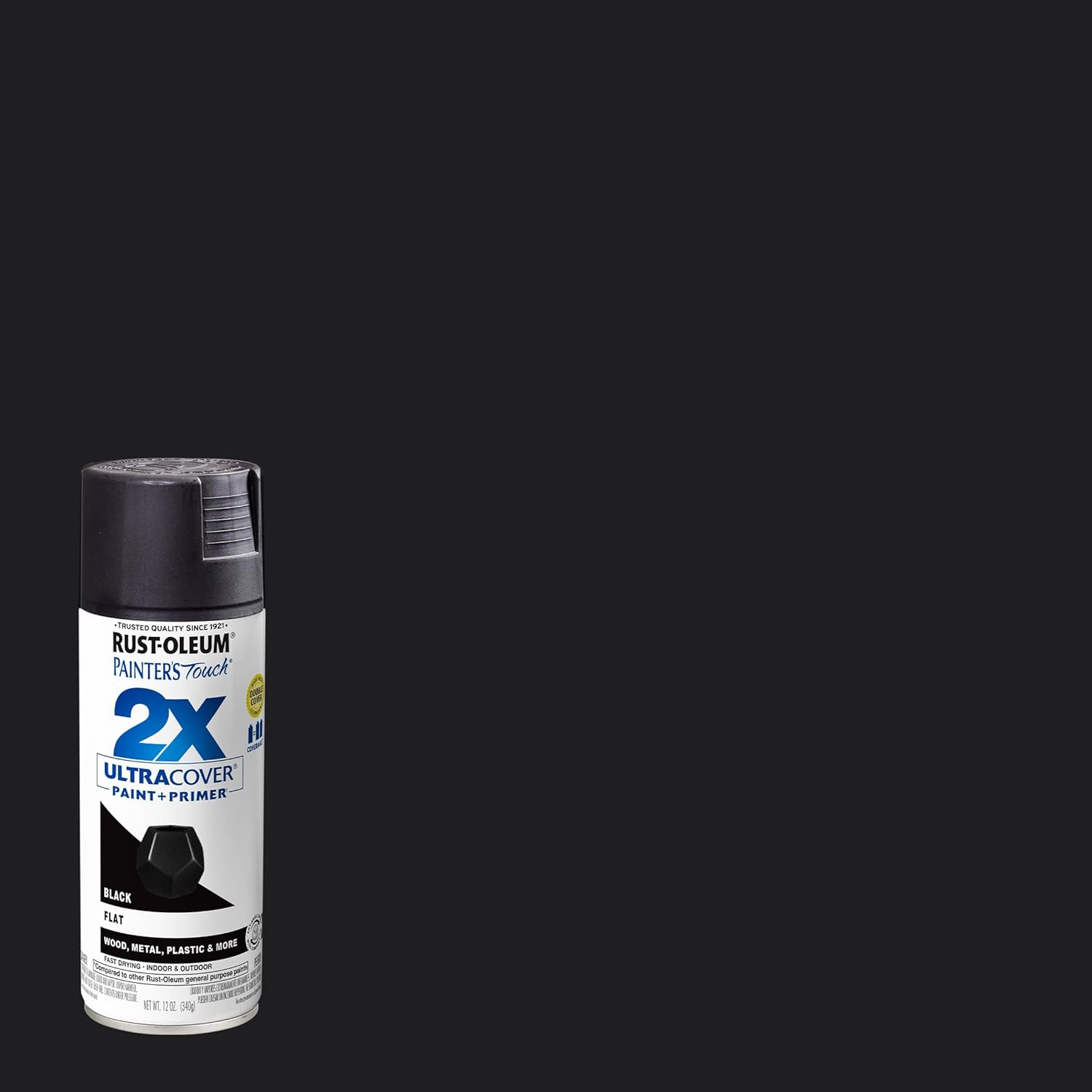 334020 Painter’S Touch 2X Ultra Cover Spray Paint, 12 Oz, Flat Black