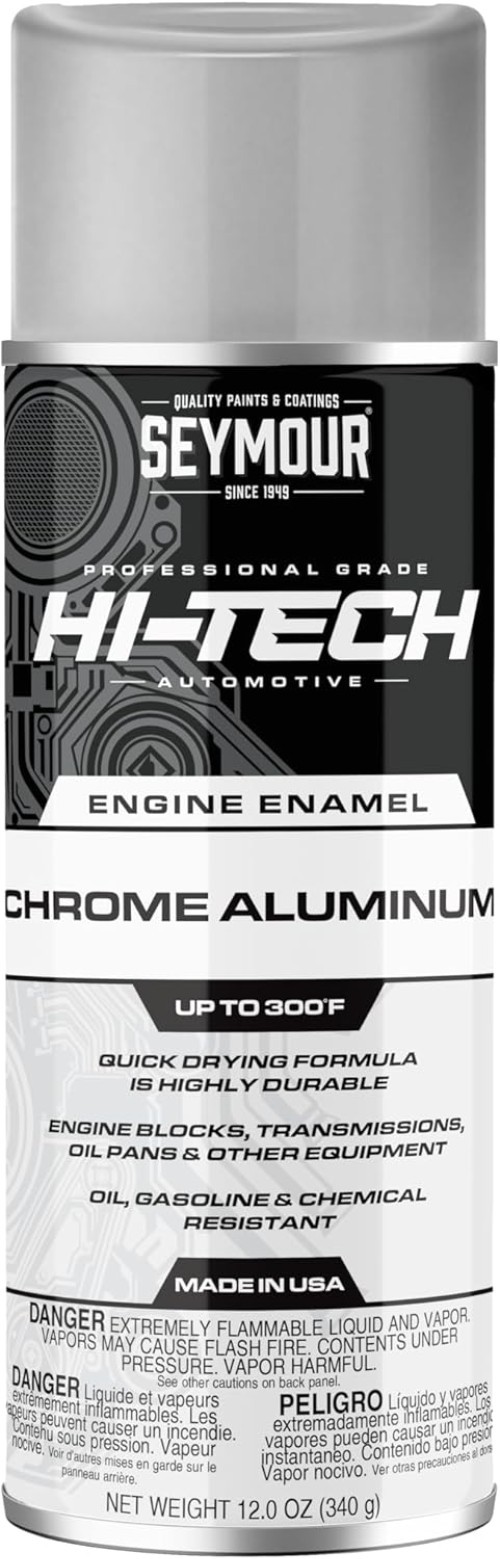 Durable 12oz Hi-Tech Engine Spray Paint – Chrome Aluminum, 300°F Heat Resistant