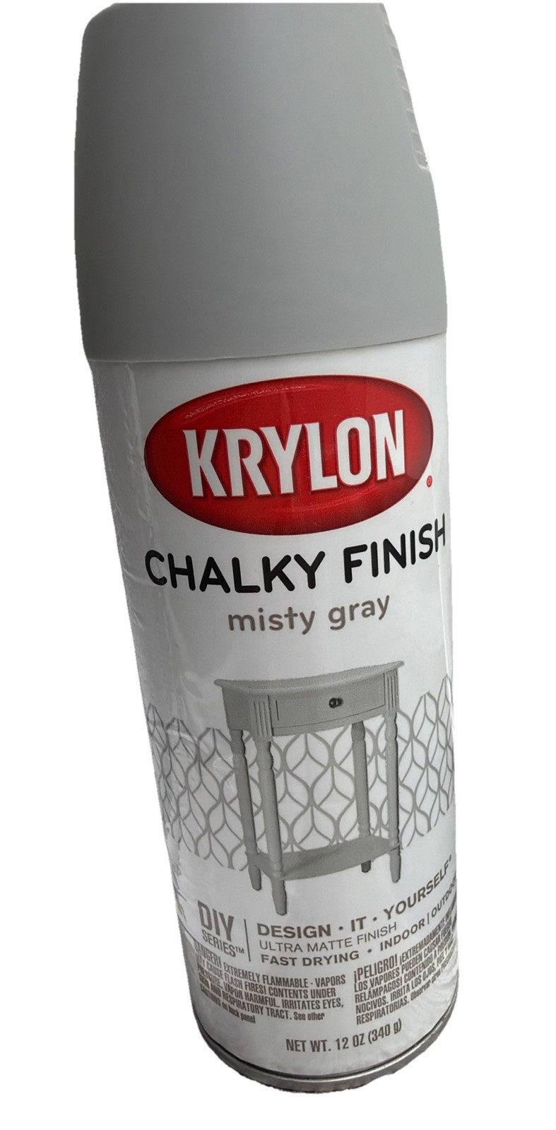 Krylon 12 Ounce Chalky Finish Spray Paint Misty Gray Fast Drying Durable, 2 Cans