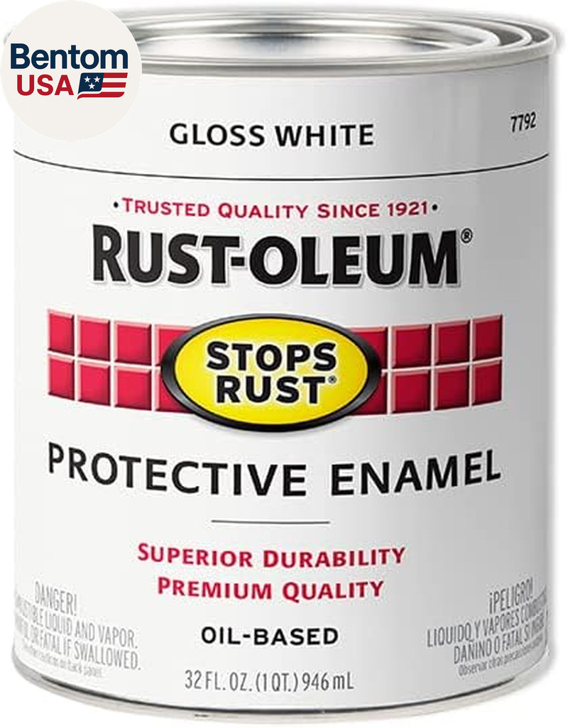 7792502 Stops Rust Brush on Paint, Quart, Gloss White, (Pack of 1)