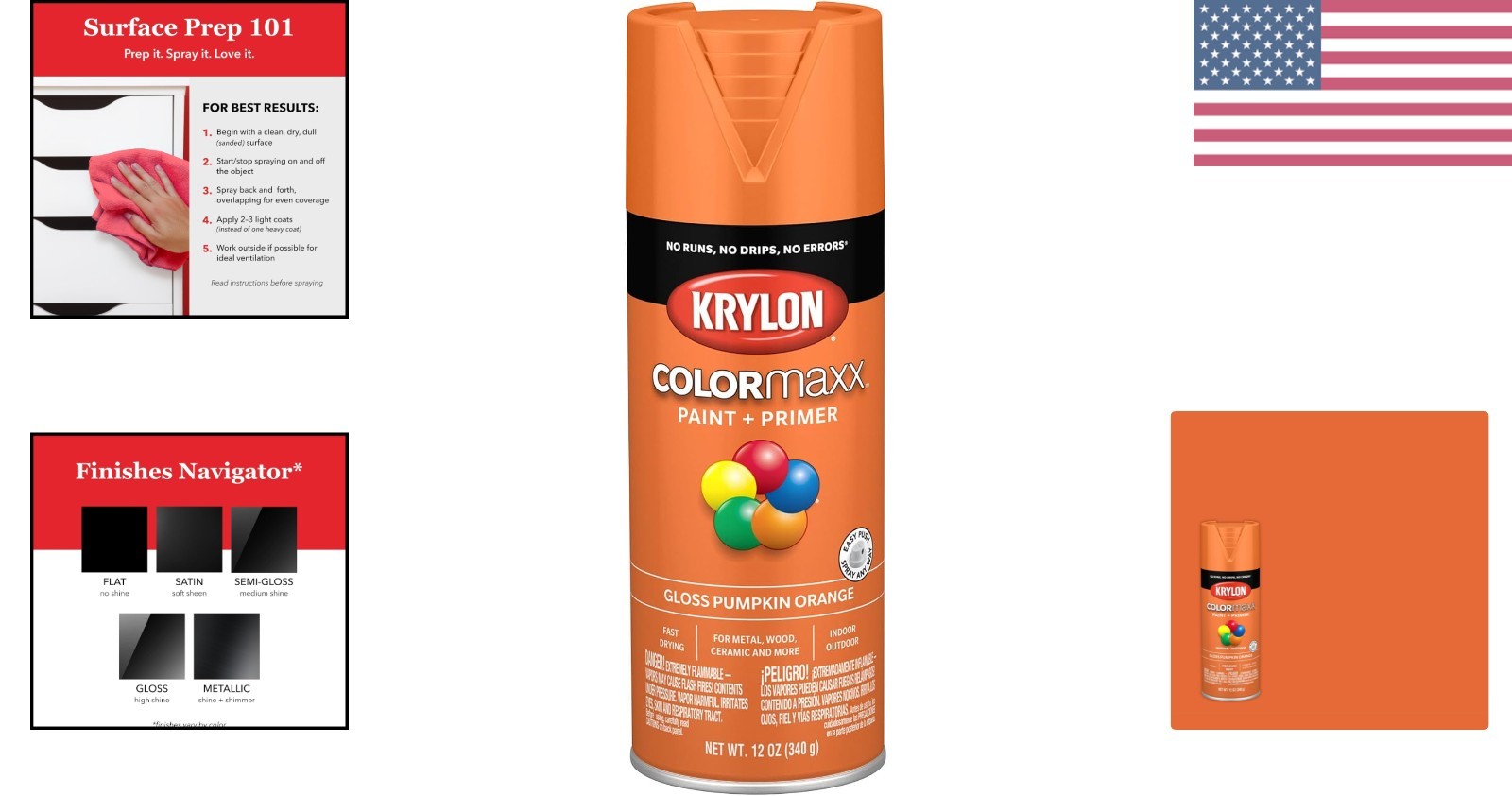 Rust Resistant 12oz Gloss Spray Paint & Primer – Pumpkin Orange for DIY Projects