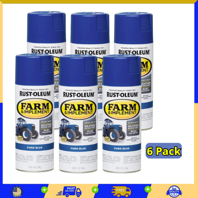 Rust-Oleum 280131-6PK Farm & Implement Spray Paint, 12 oz, Ford Blue, 6 Pack