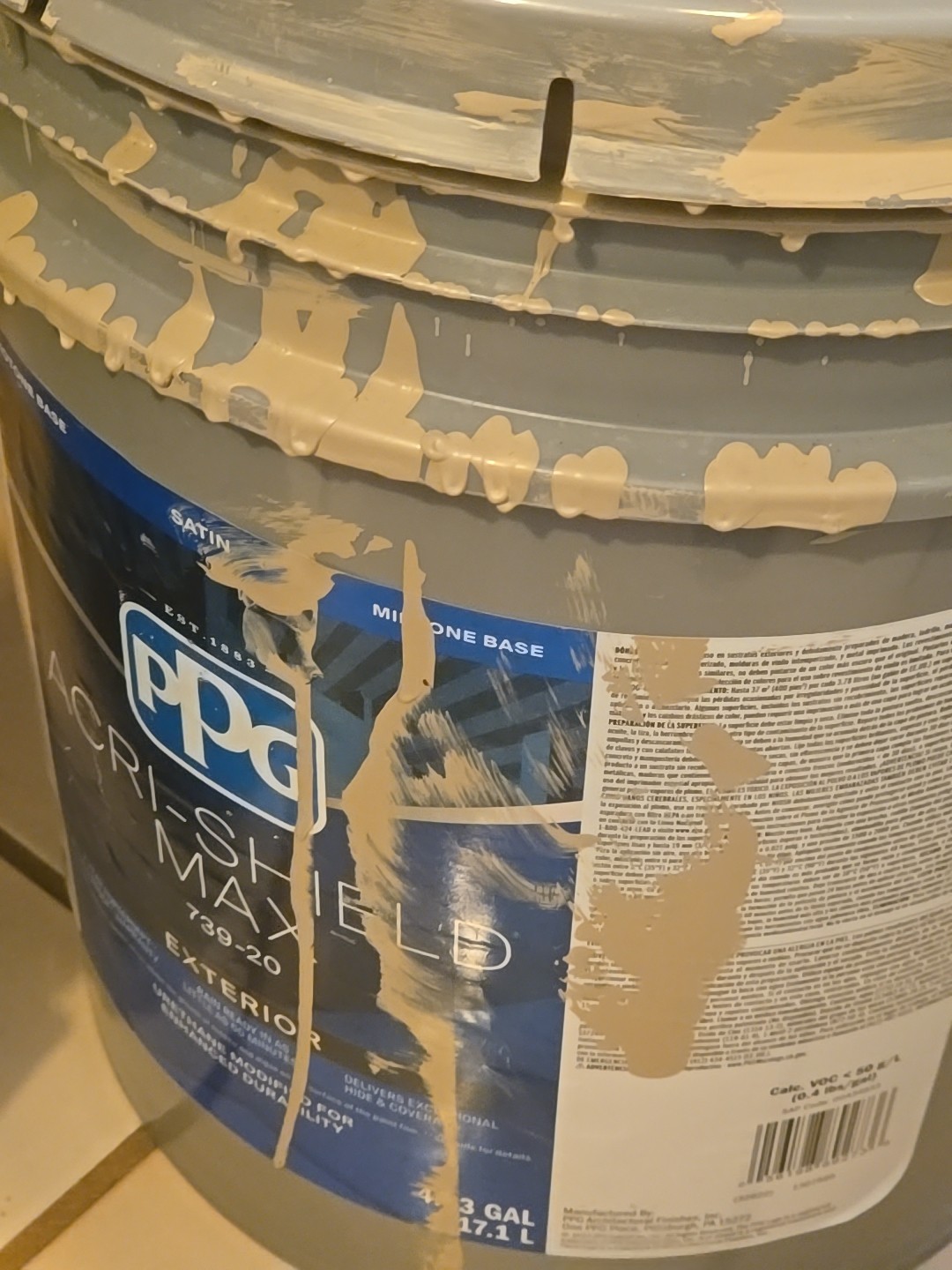 PPG 5 Gallon Acrishield Satin Midtone Base Ext Urethane Modified 90%+ Left
