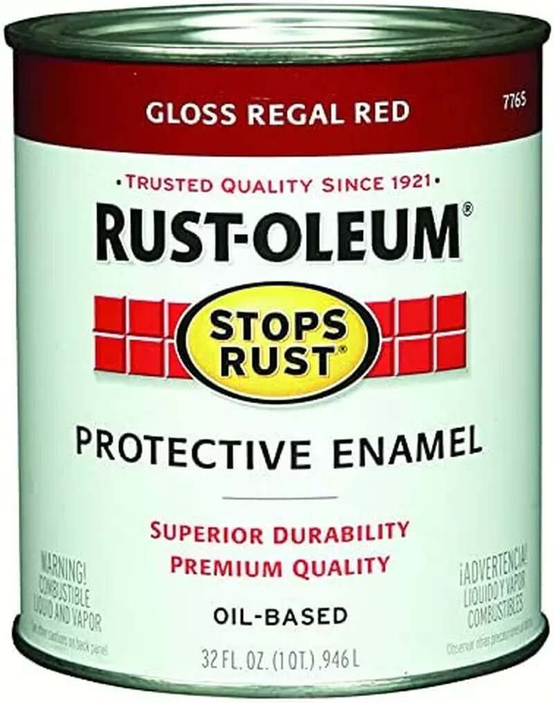 Rust-Oleum 7765502 Protective Enamel Paint Stops Rust, 32-Ounce, Gloss Regal Red