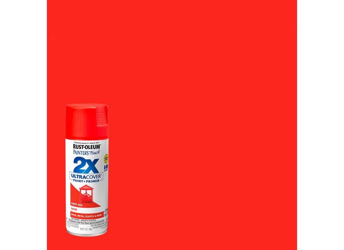 PAINTER’S Touch Satin Spray Paint, Satin, Poppy Red, 12 oz, Aerosol Can