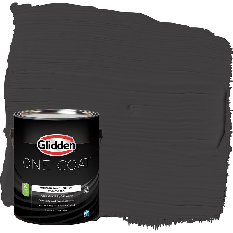 Glidden One Coat 1 Gal. Black Magic / Black Eggshell Interior Paint Premiumr
