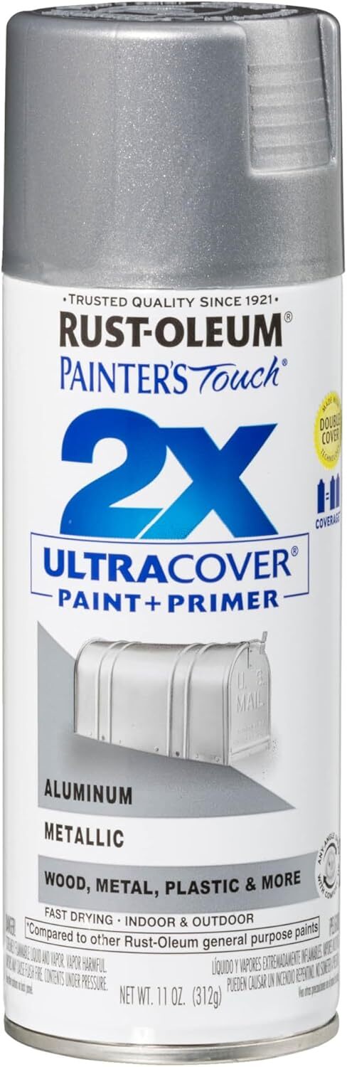 Rust-Oleum 334058 Painter’s Touch 2X Ultra Cover Spray Paint, 11 oz, Metallic
