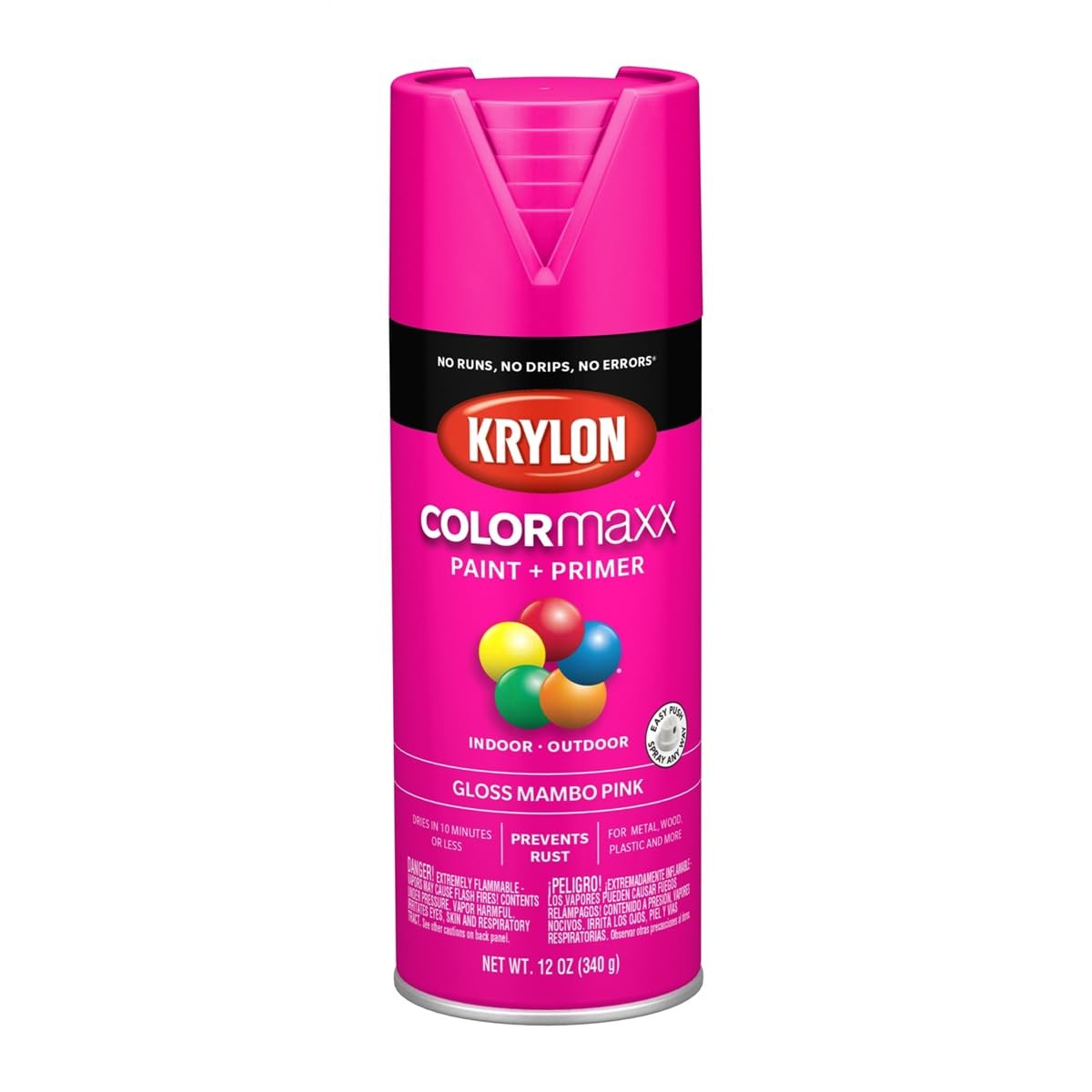 Krylon COLORmaxx Mambo Pink Spray Paint and Primer 12 Ounce Fast Dry Gloss Fi…
