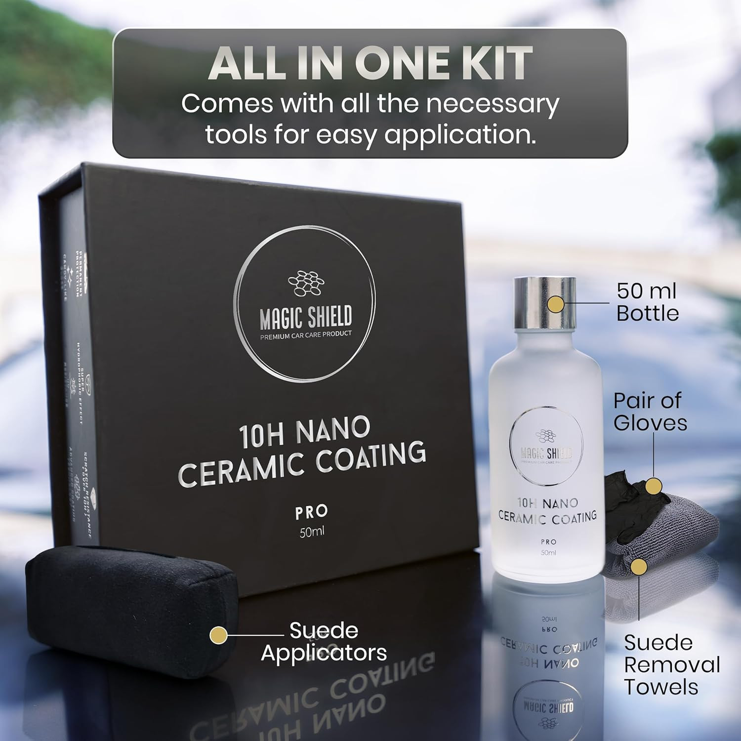Ceramic Coating PRO 10H – Self-Healing | Long Lasting for 2 Cars+ | Advanced Sio