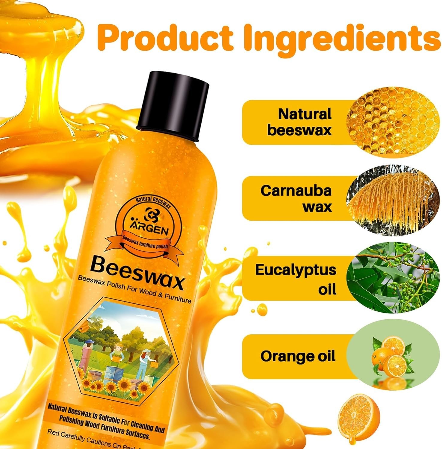 Beeswax Furniture Wood Polish – Wood Seasoning Beeswax Oil for Wood Natural W…