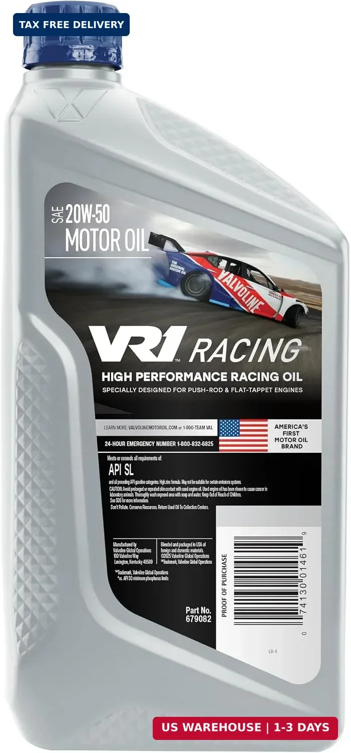 Valvoline VR1 Racing Synthetic SAE 20W-50 Motor Oil 1 QT, Case of 6