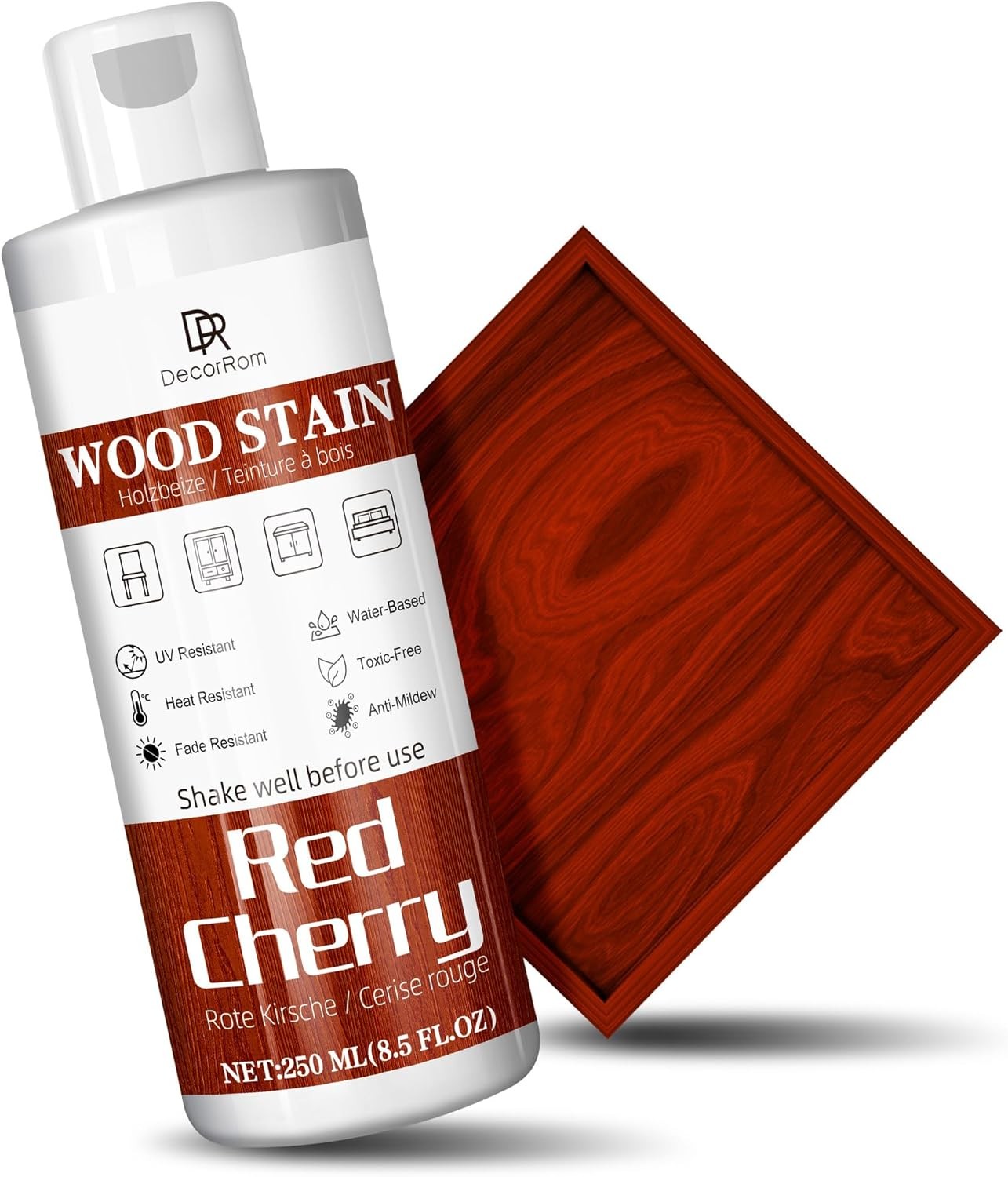 Red Cherry Wood Stain 8.5oz Water Based Wood Stain Matte Wooden Fast Drying