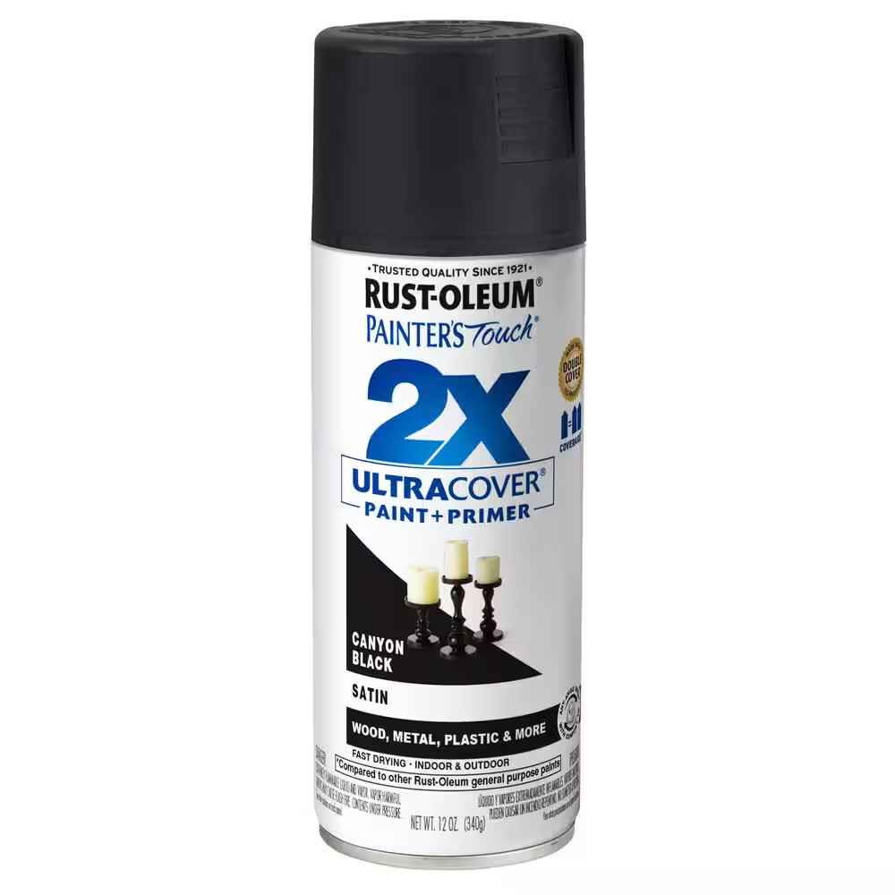 12 Oz. Satin Canyon Black General Purpose Spray Paint (6-Pack)