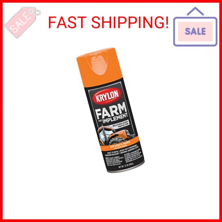 Krylon K01954008 Farm & Implement Spray Paint, High Gloss, New Kubota Orange, 12