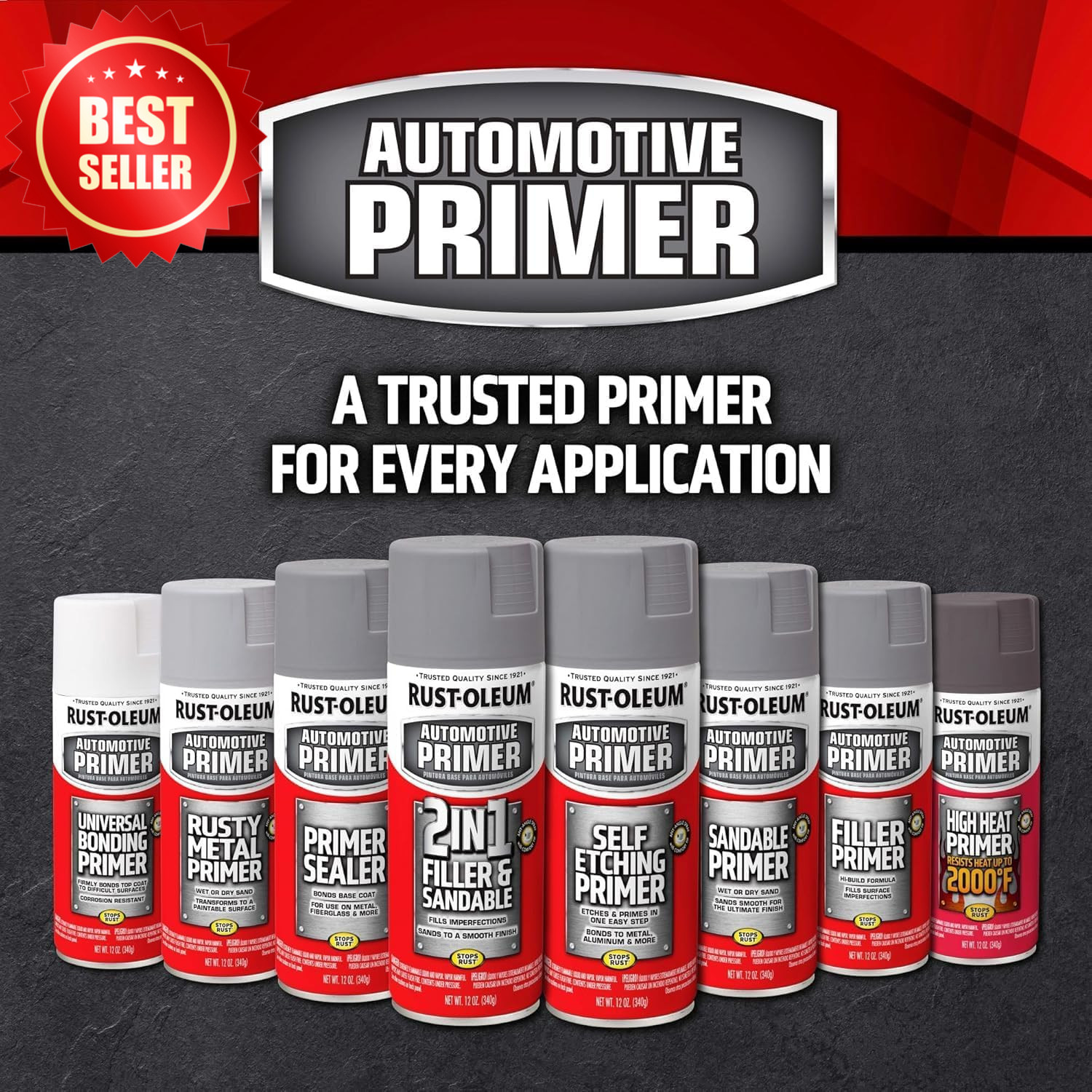Automotive Self Etching Primer Spray 12 Oz Matte Dark Green US