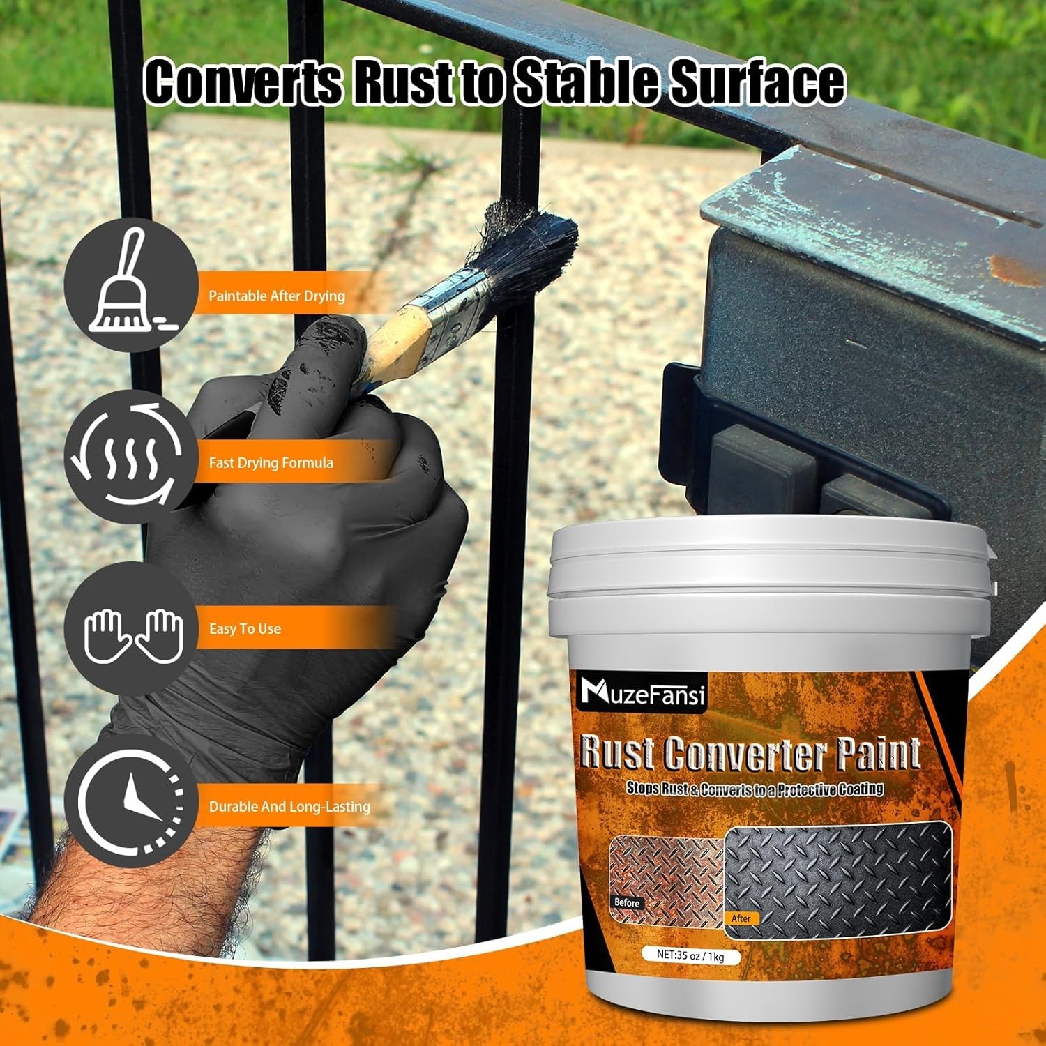 Metal Paint, Rust Converter and Metal Primer 34.8 Oz – Anti-Rust Coating Rust Pa