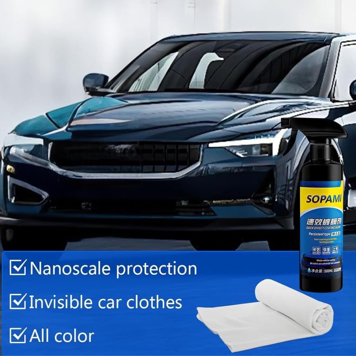 2 pcs Quick Car Coating Wax Spray Kit – Scratch Remover & Glass Cleaner