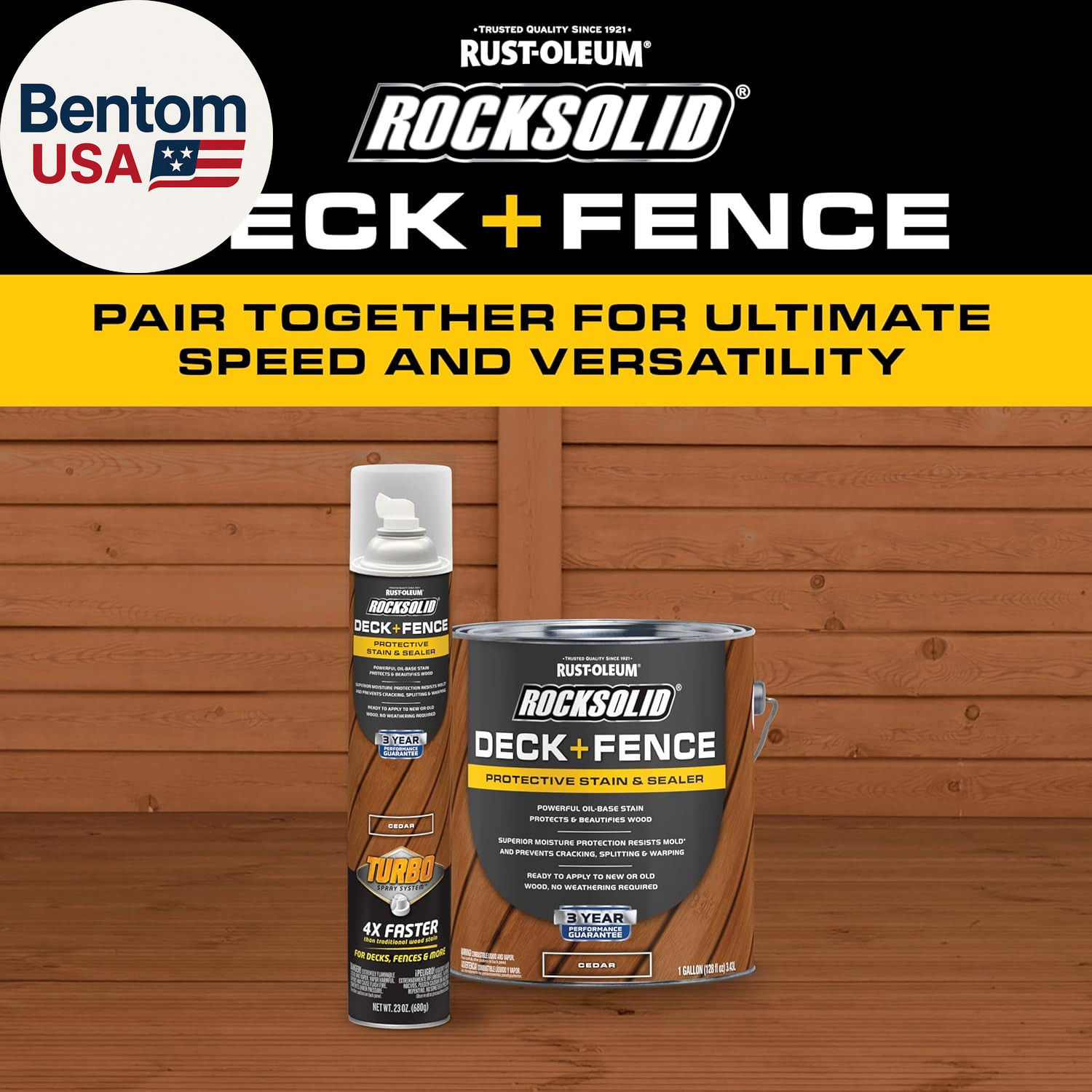 Rocksolid Deck+Fence Protective Stain & Sealer with Turbo Spray System | Oil‑Bas