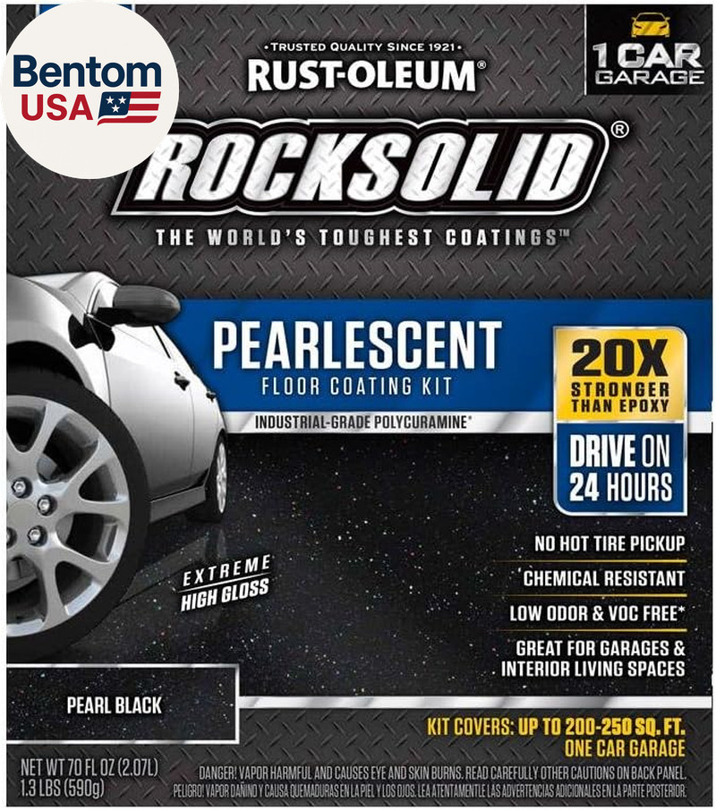 306325 Rocksolid Pearlescent 1 Car Garage Floor Coating Kit, Pearl Black