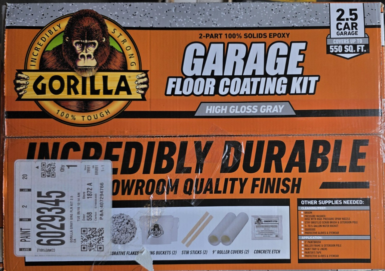 Gorilla Epoxy Garage Floor Coating (12 pc) Kit, 2.5-Car, Concrete Flooring, 1…