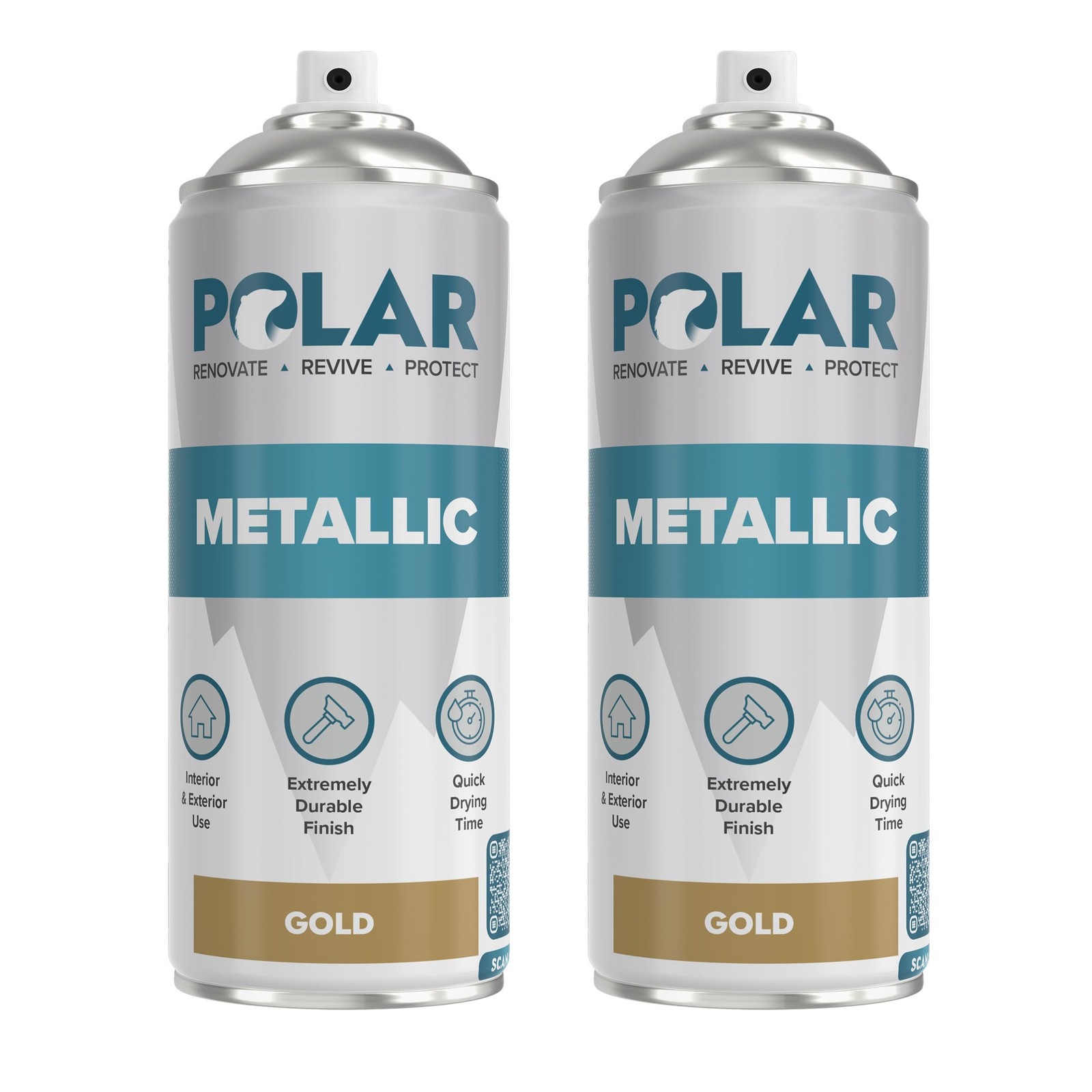 Polar Metallic Gold Spray Paint – 2 x 13.5 Fl Oz | Multi-Purpose Interior & Exte