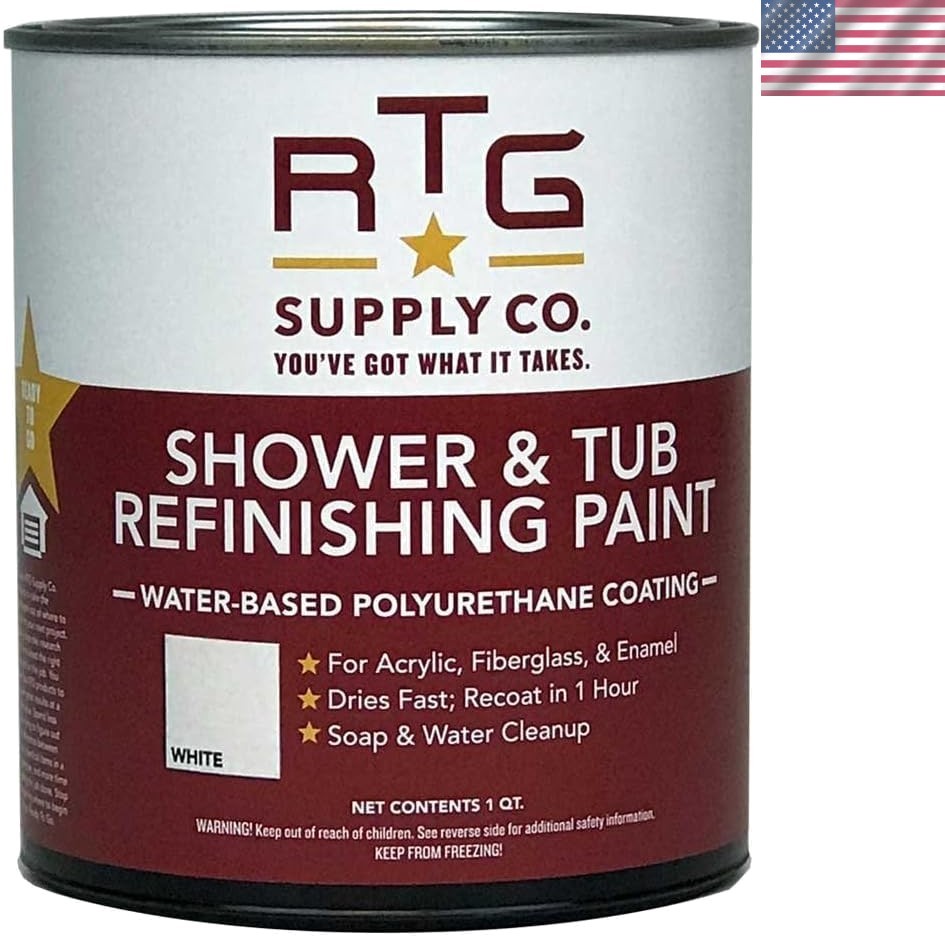 Durable Satin White Tub & Shower Refinishing Paint – 32 Fl Oz, Scratch Resistant