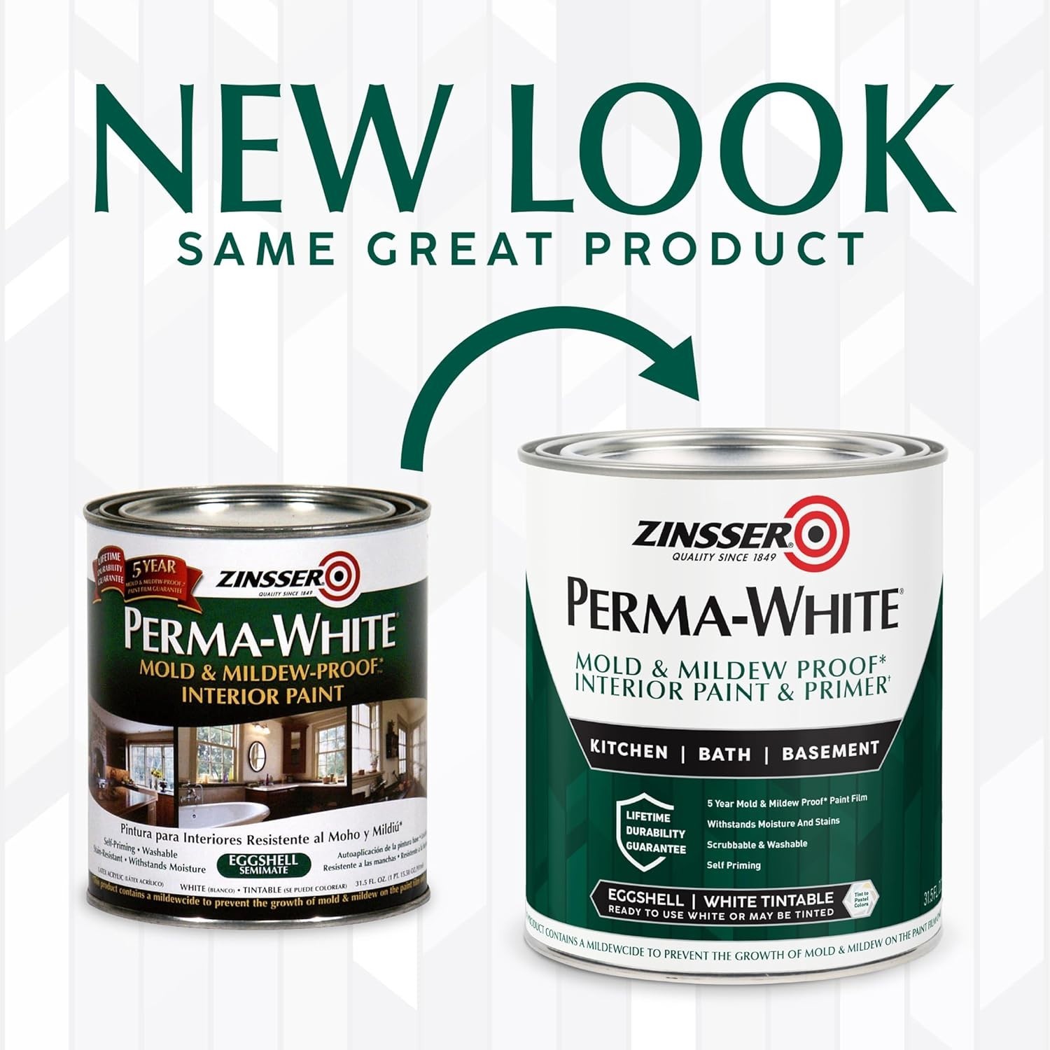 0 PERMA-WHITE Mold & Mildew Proof Interior Paint, Quart, Eggshell White
