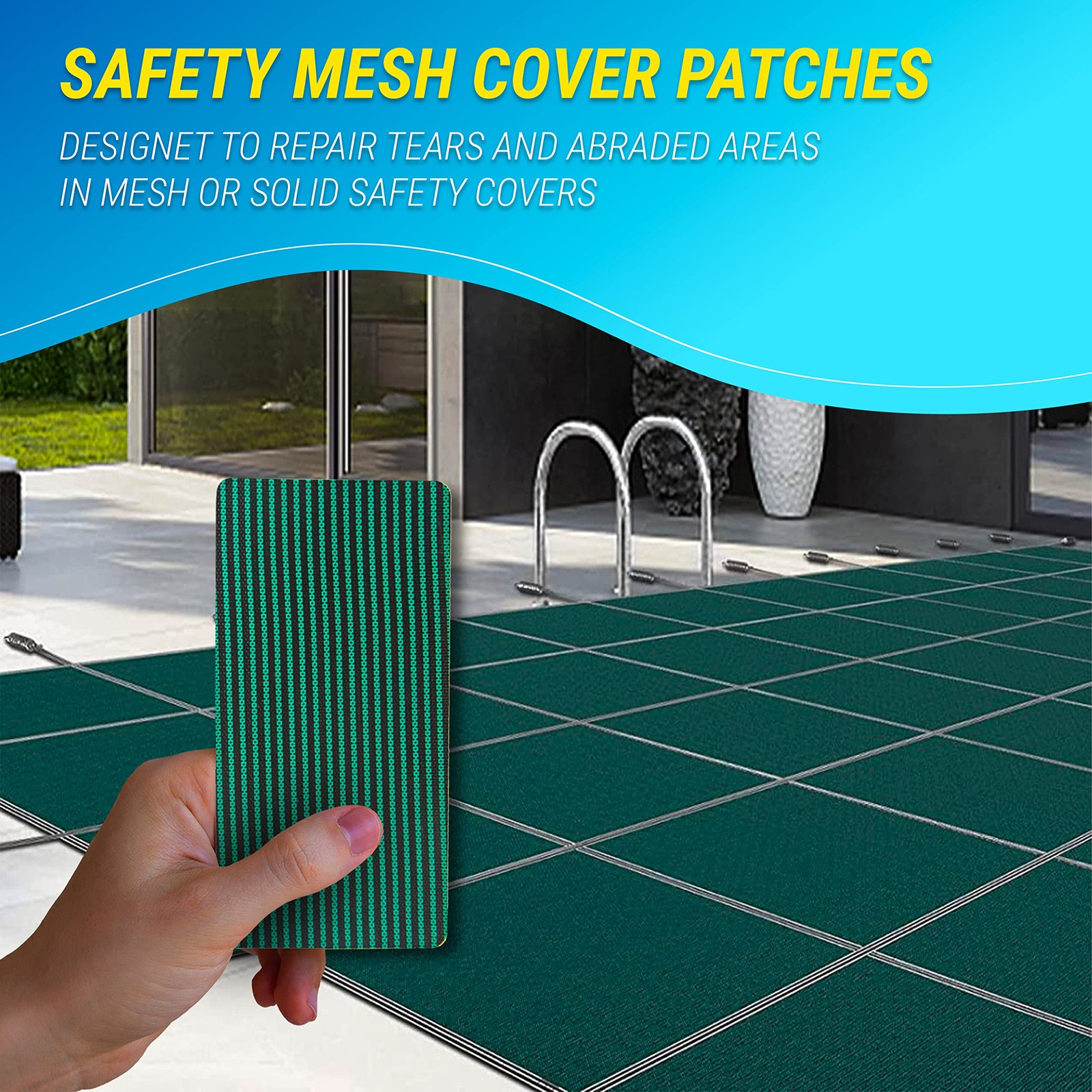 Pool Cover Patch Repair Kit, 3 Pack 4 x 8 Inch Green of 3,