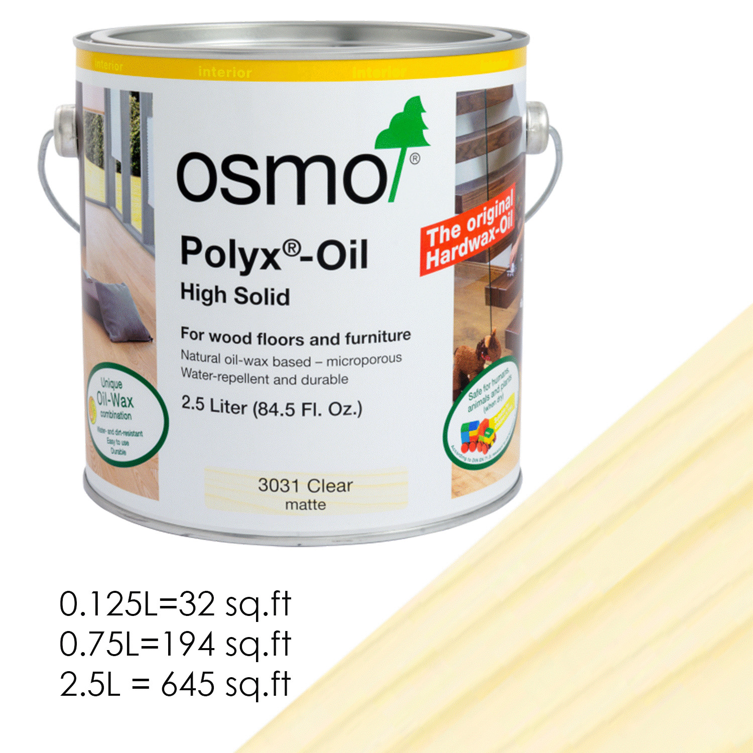 OSMO 3031 Polyx Oil Clear Matte Wax Interior Water Repellent Wood Finish