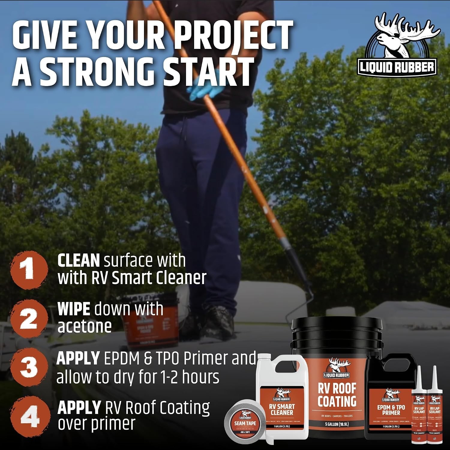 High-Performance EPDM Primer for RV/Camper Roofs – 1 Gallon Waterproof Formula