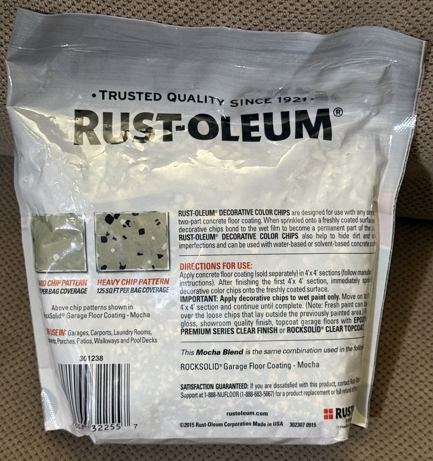 Rust-Oleum “Mocha Blend” 1 lb. Concrete Floor Decorative Color Chips ** NEW **