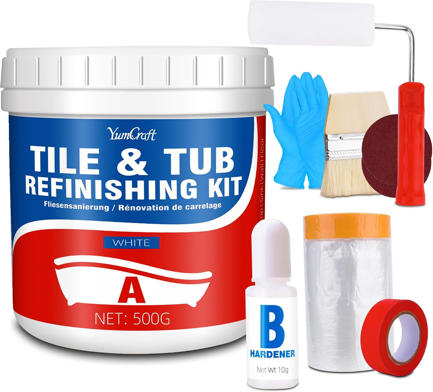 Tub And Tile Refinishing Kit Semi Gloss White Bathtub Paint With Hardener Tools
