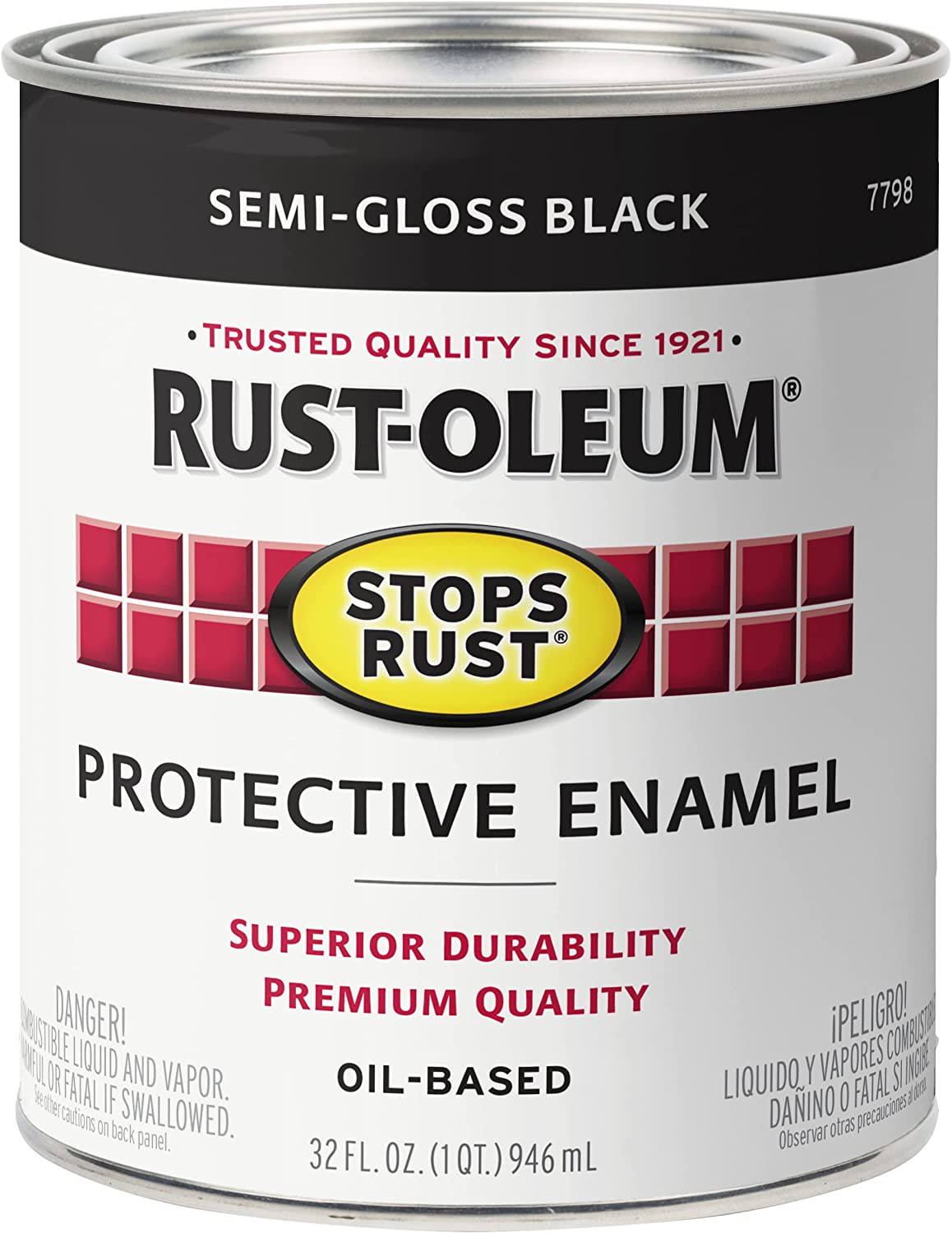 Brush On Protective Enamel Paint Semi Gloss Black Quart Interior Exterior