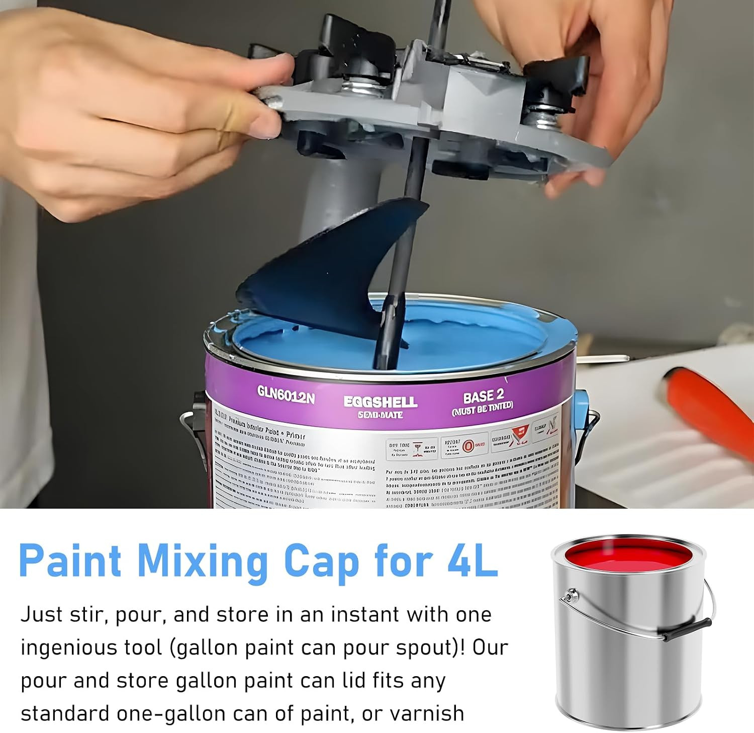 2 Pcs 4L Paint Mixing Mate Lid,Paint Can Lid with Pourring Spout,Better Sealing