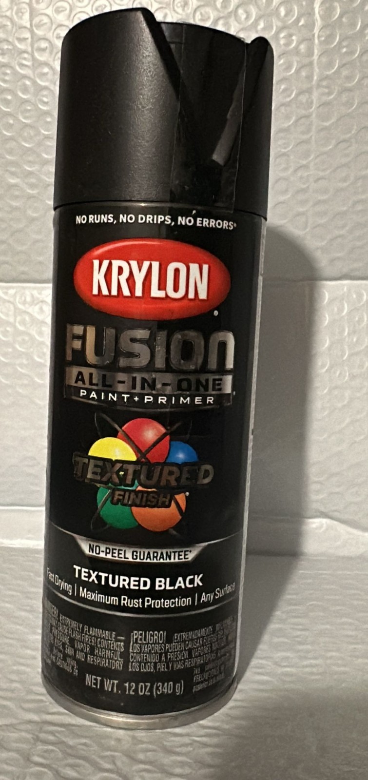 Fusion All-In-One Adhesive Spray Paint for Indoor/Outdoor Use, 12 oz, Black