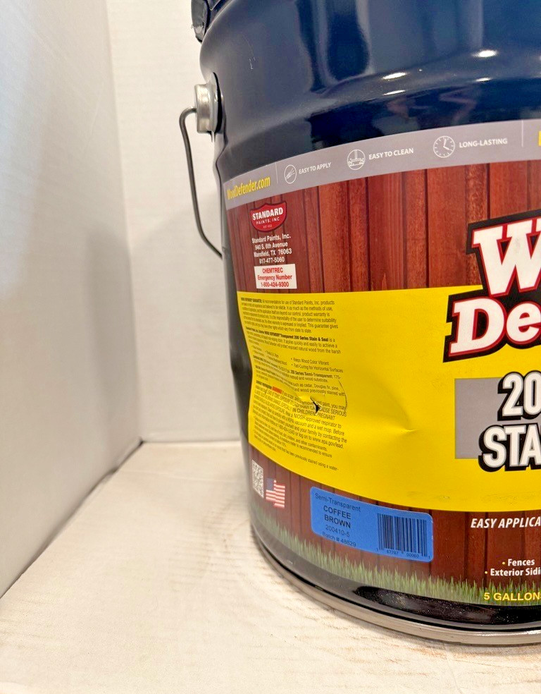 Wood Defender 200 Series Coffee Brown Transparent Stain Dented Can 5 gallon