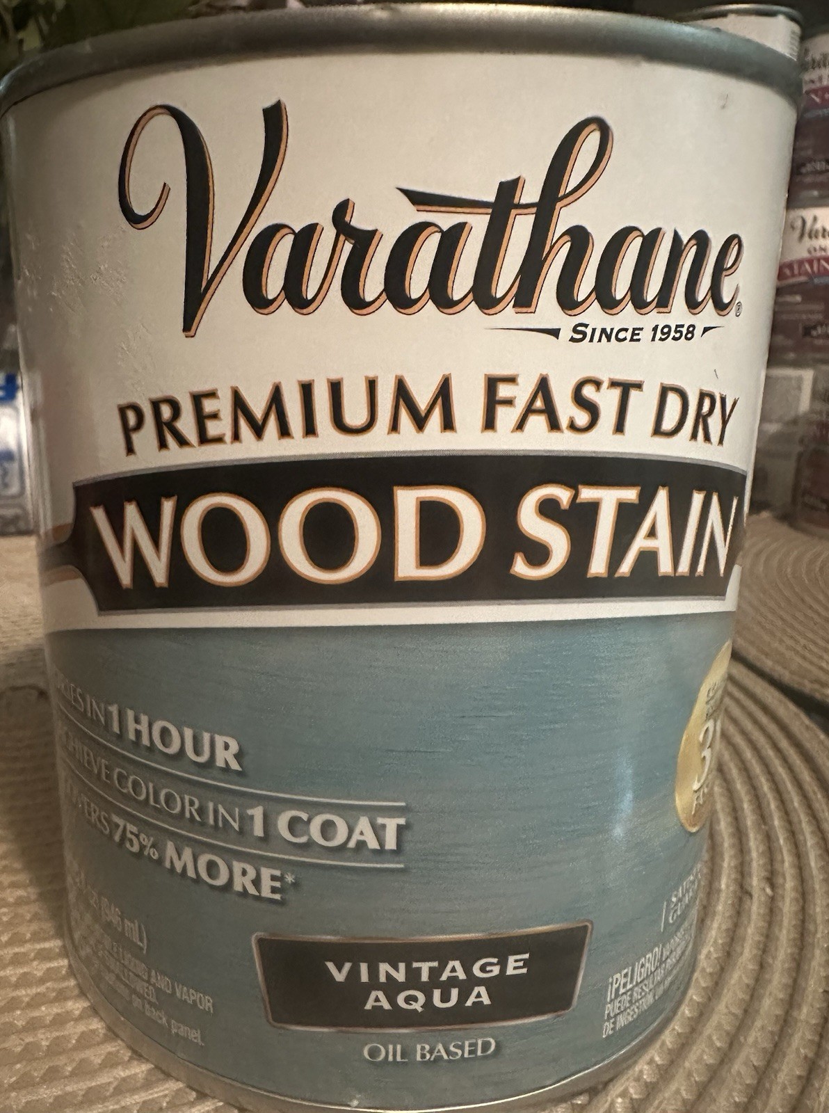 Varathane Fast Drying Oil-Based Wood Stain Vintage Aqua 1 Quart