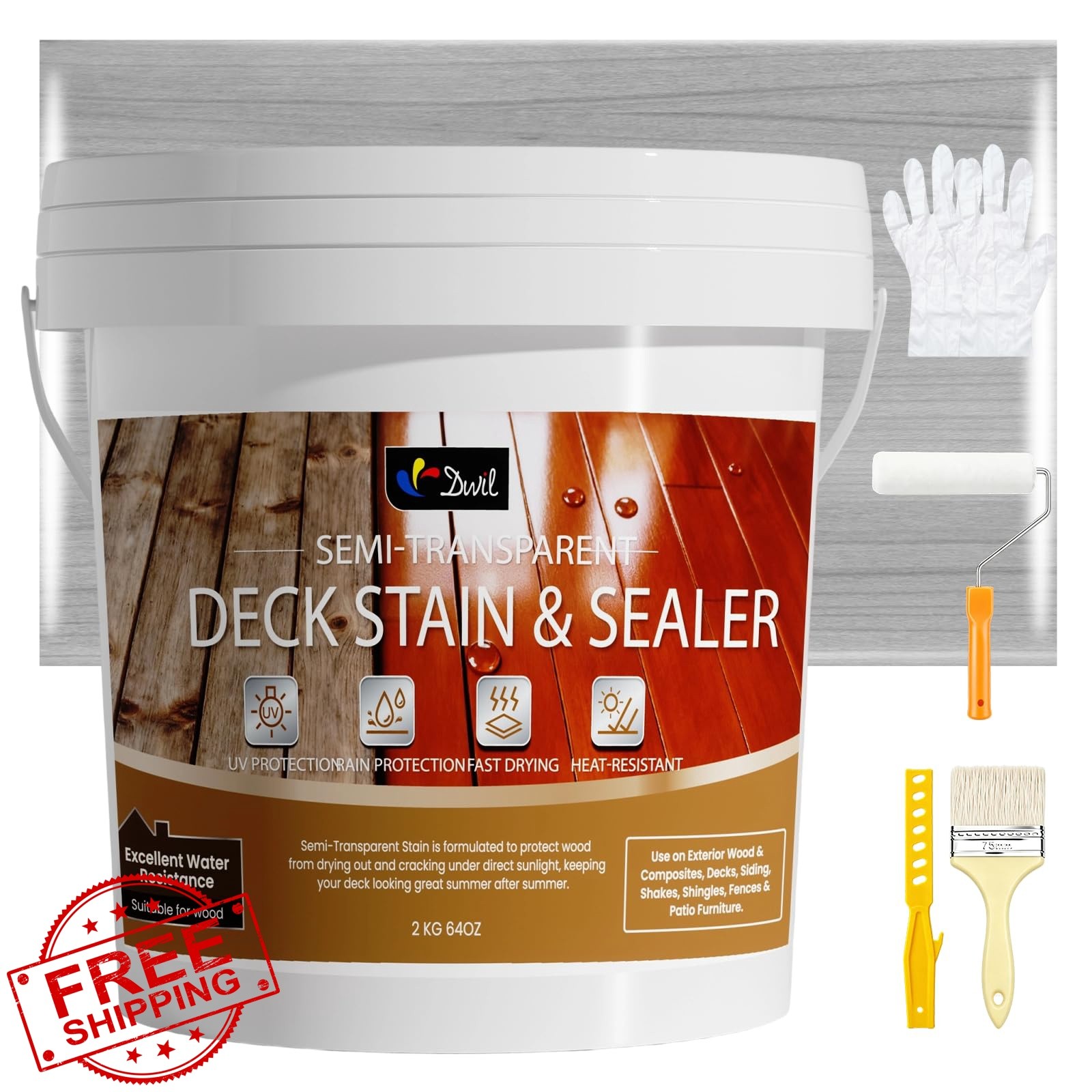 DWIL Bleached Gray 64oz Wood Stain Sealer Deck
