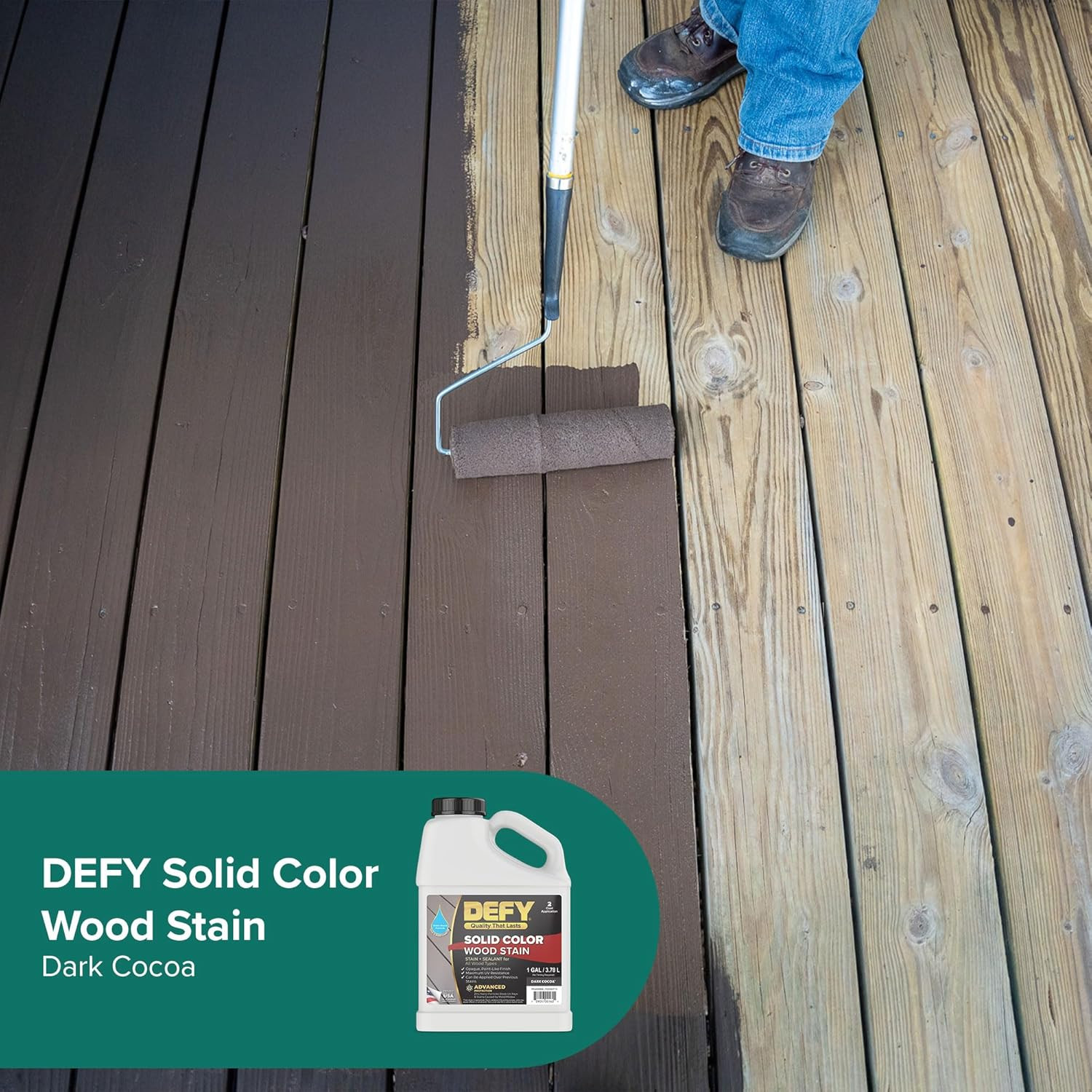 Dark Cocoa Wood Stain – 1 Gallon UV Resistant Deck & Fence Paint
