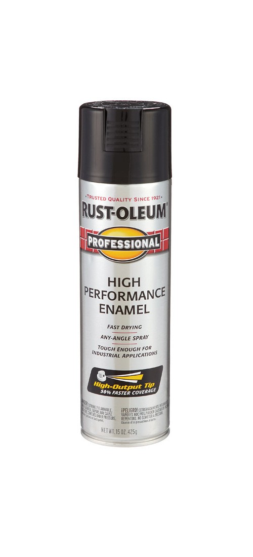 High Performance Enamel Spray Paint, Gloss, Black, 15 oz, Aerosol Can