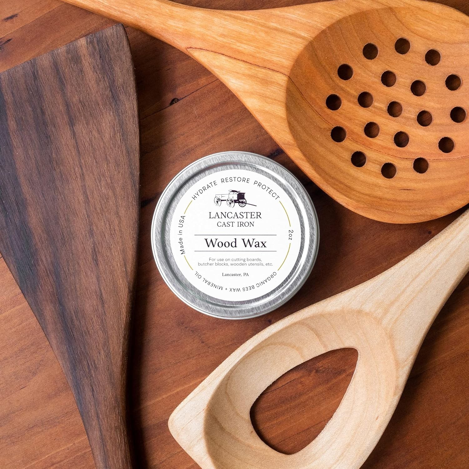 Wood Wax for Spoons, Cutting Boards, and Butcher Blocks – 2 oz Beeswax and…