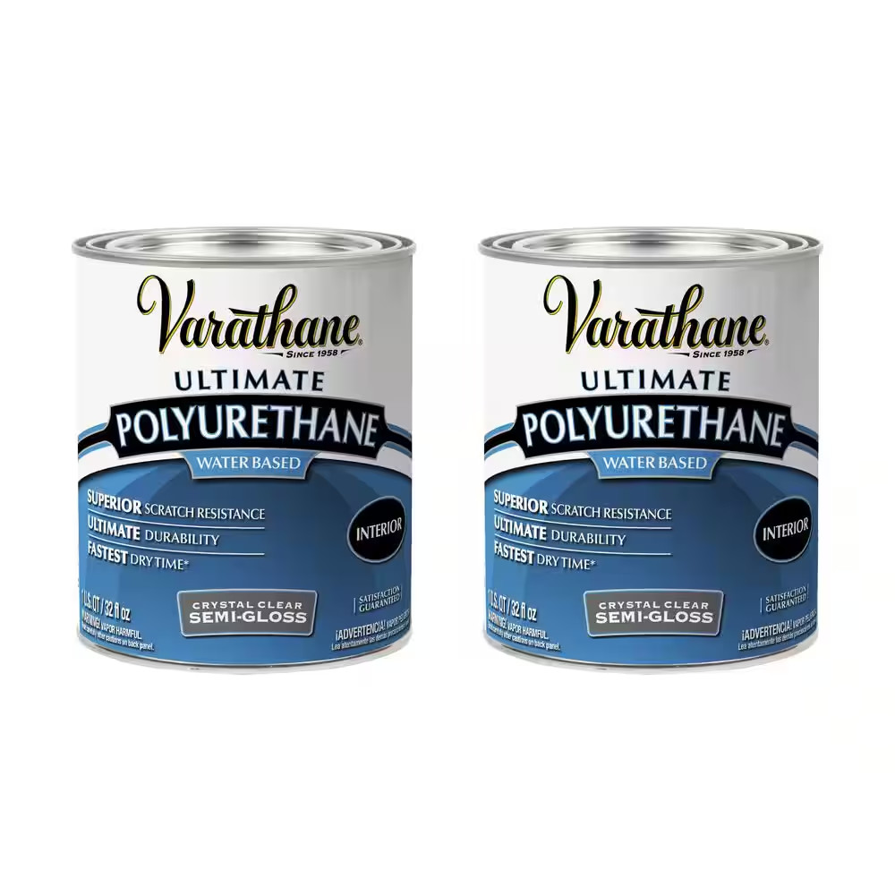 1 Quart Clear Semi-Gloss Water-Based Interior Shellac, Lacquer & Polyurethane (2