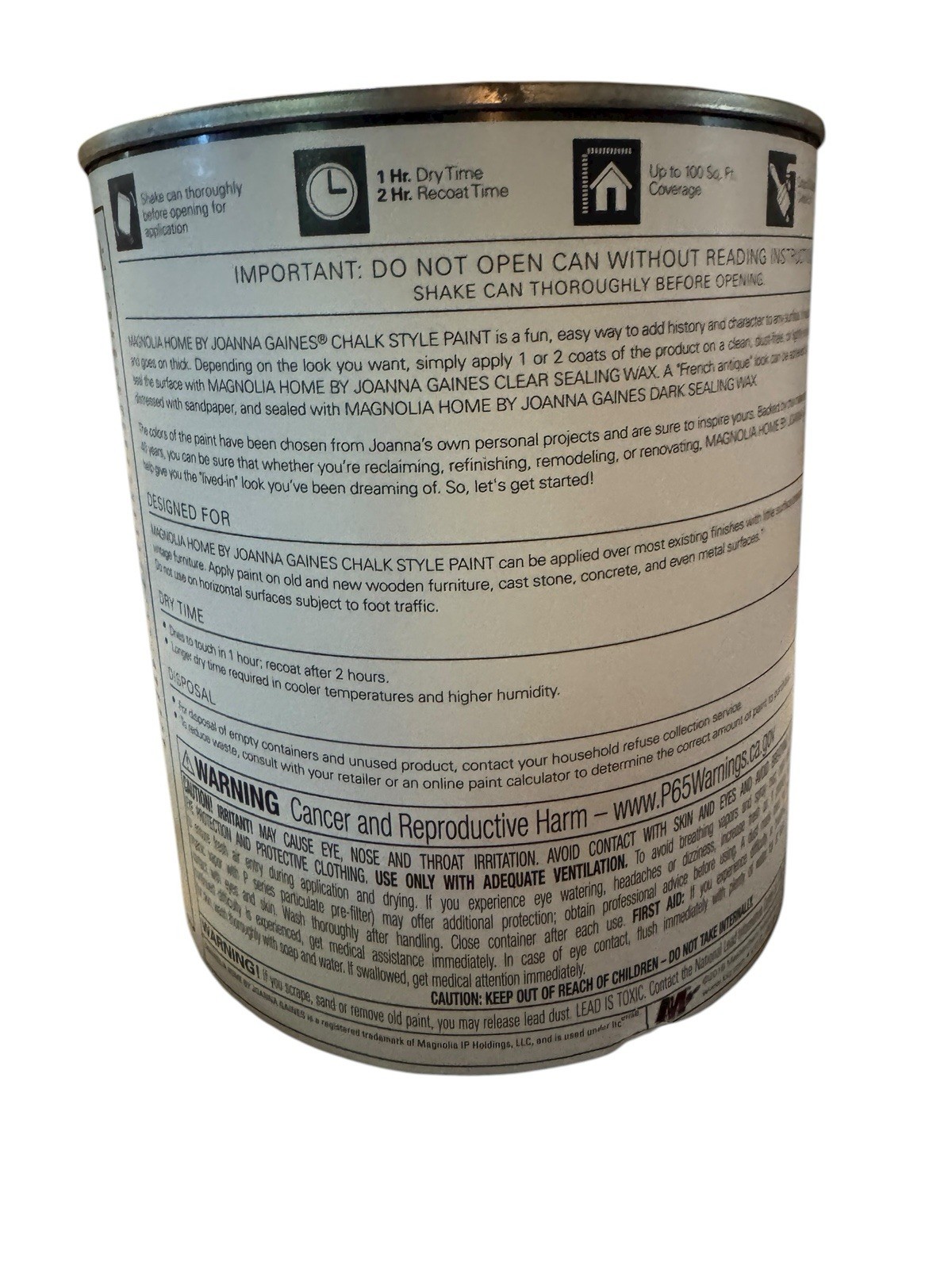 Magnolia Home By Joanna Gaines Chalk style paint 29 ounces Base 3 Black New