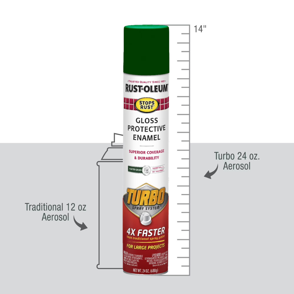 Rust-Oleum Stops Rust Turbo Hunter Green Spray Paint, Gloss Enamel 24 oz, 3 Pack
