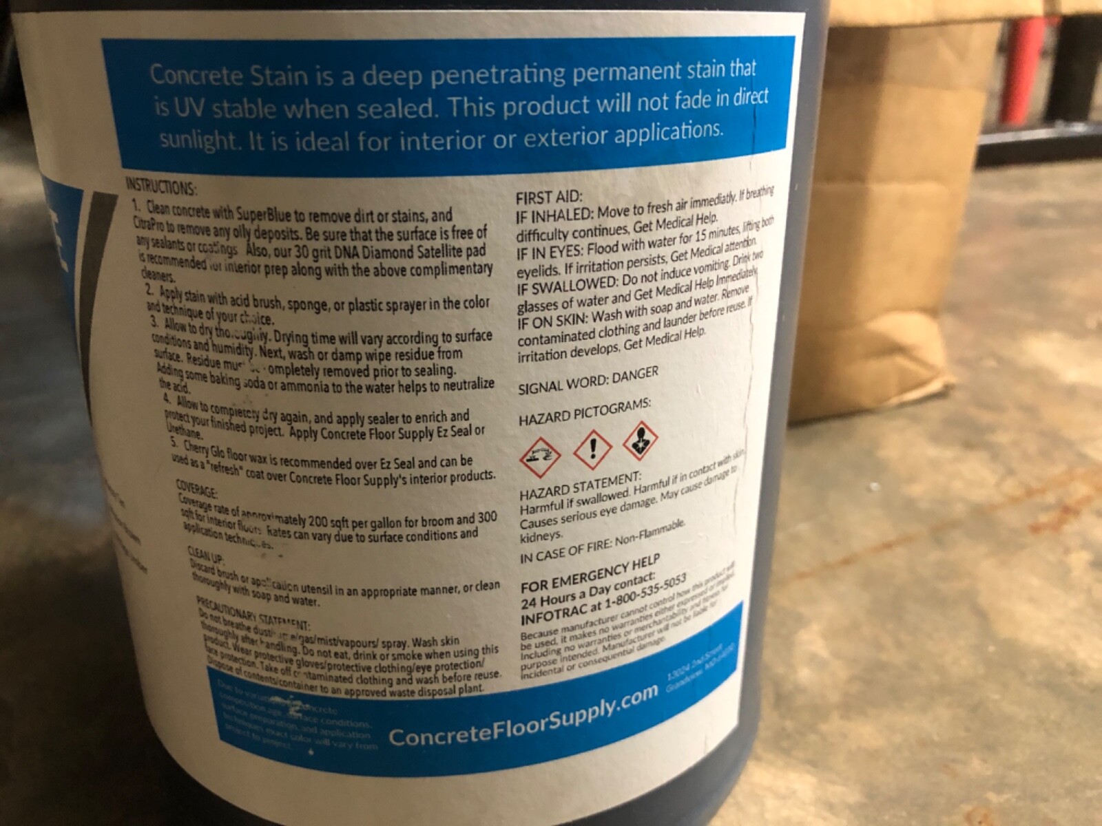 4 Gallons – Concrete Floor Supply Concrete Stain Acid English Red