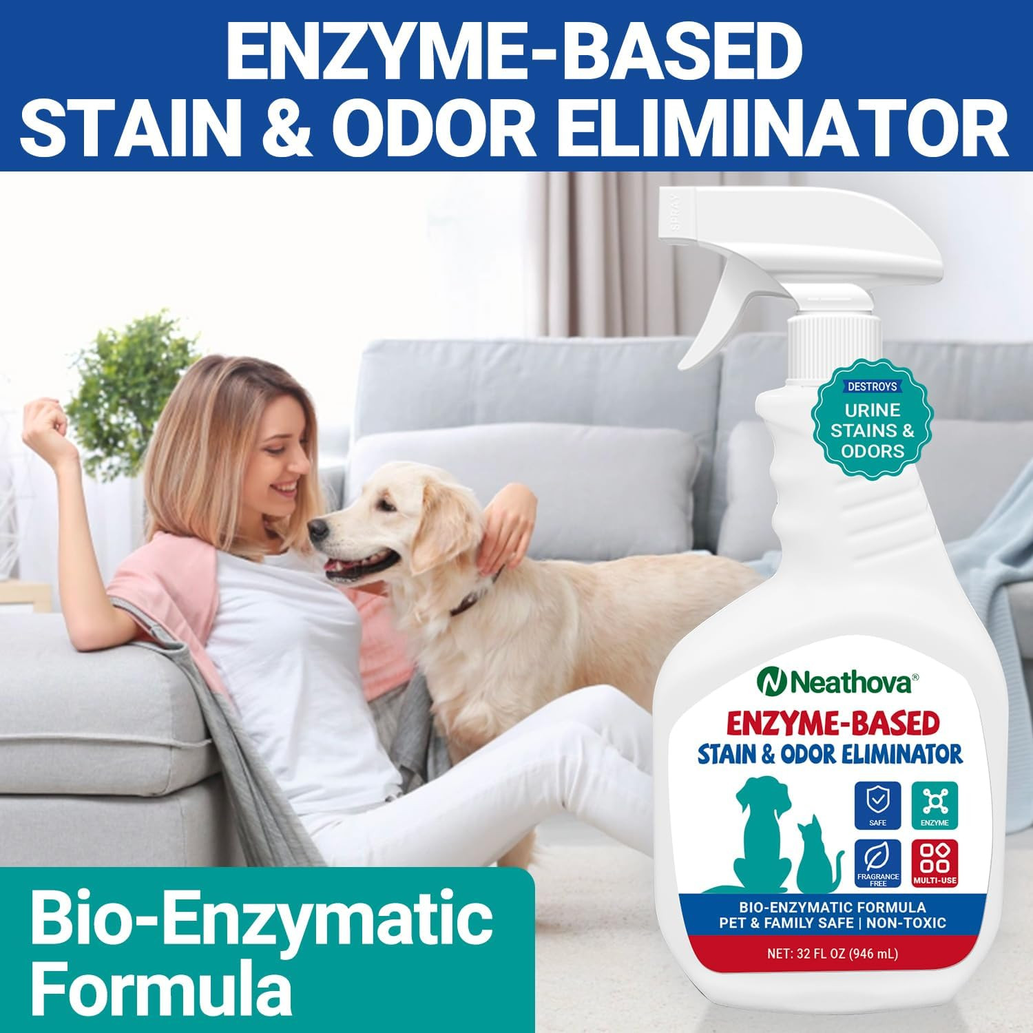 Stain & Strong Odor Eliminator, Enzyme Cleaner, Pet Odor Eliminator for Home – C