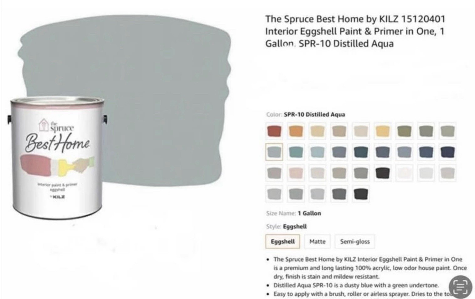 The Spruce Best Home 1 Gallon Paint Dusty Blue W/Green Undertone Acrylic Based